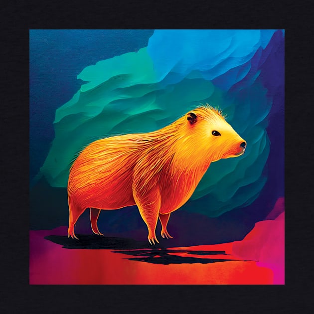 Colourful capybara painting by Geminiartstudio